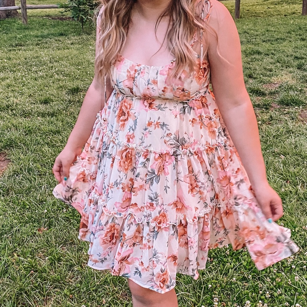 Selfie Leslie Floral Ruffle Mini Dress